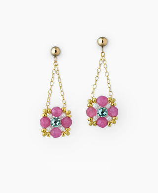 Secret Garden Drop Earrings - Pink Agate