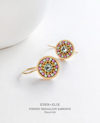 Striped Medallion drop earrings - Flourish