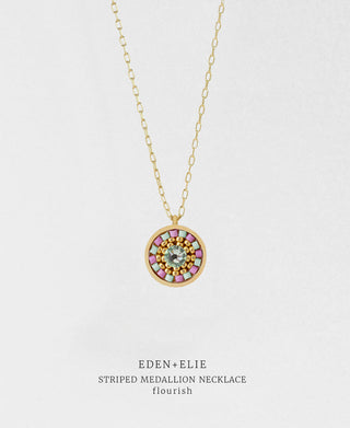 Striped Medallion Necklace - Flourish