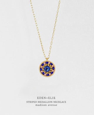 Striped Medallion Necklace - Madison Avenue