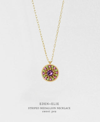 Striped Medallion Necklace - Sweet Pea