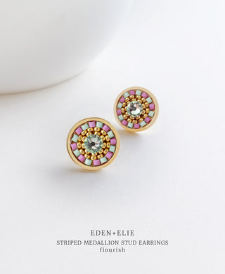 Striped Medallion stud earrings - Flourish