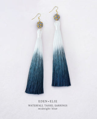 Waterfall Tassel Earrings - Midnight Blue