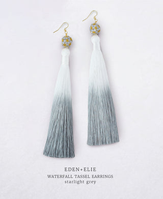 Waterfall Tassel Earrings - Starlight Grey