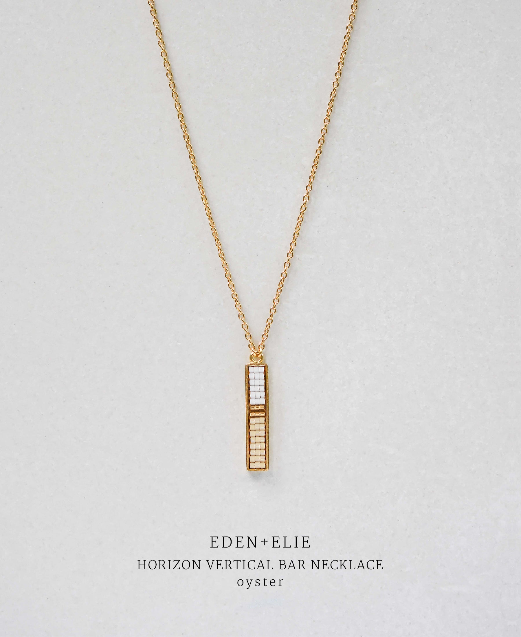 EDEN + ELIE Horizon Vertical bar necklace - light oyster