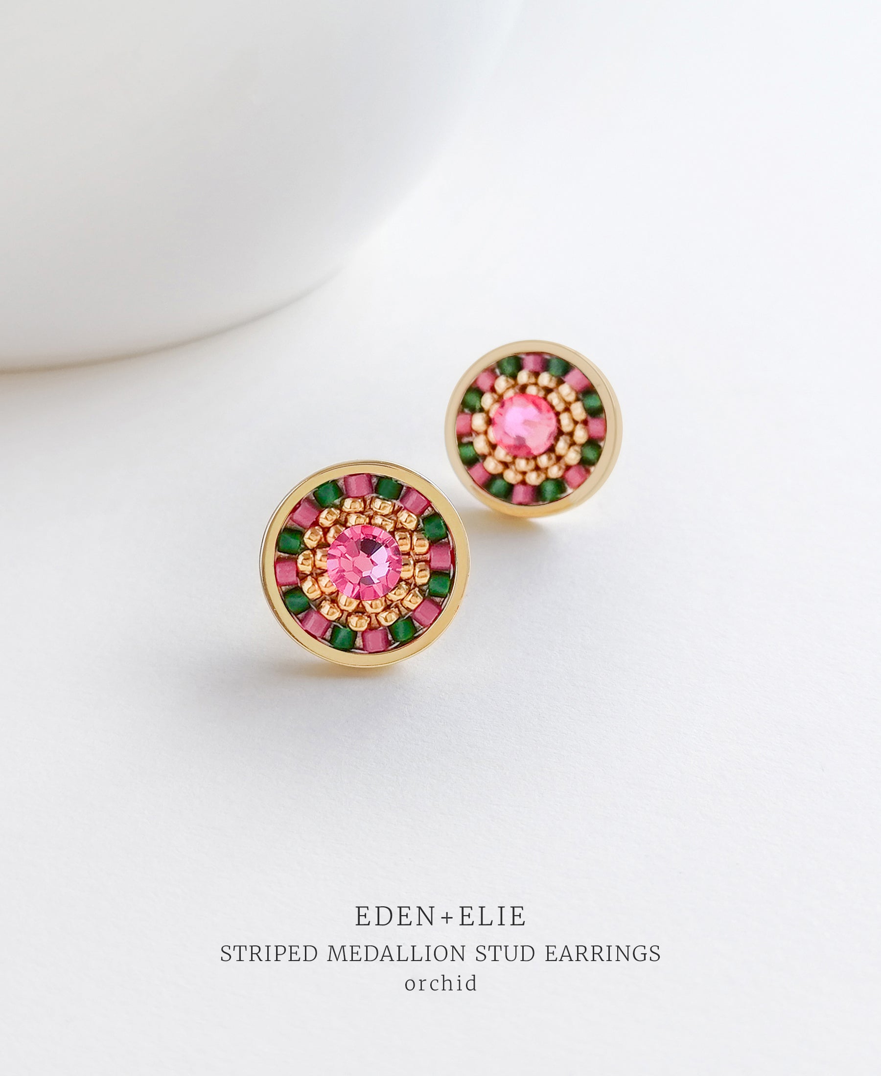 EDEN + ELIE Striped Medallion stud earrings - orchid