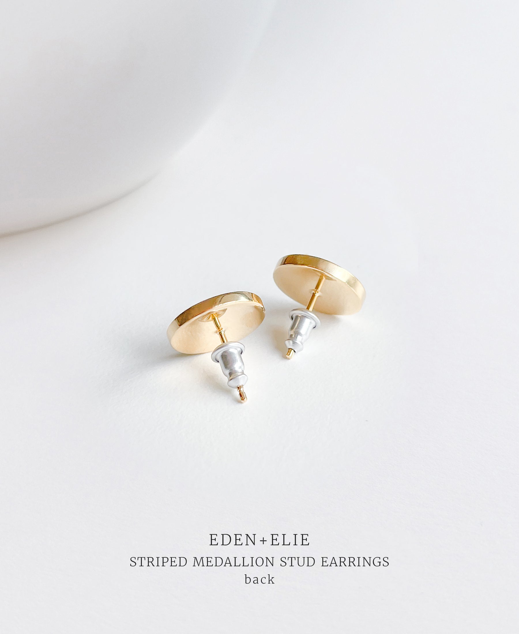EDEN ELIE Striped Medallion stud earrings Lovebird